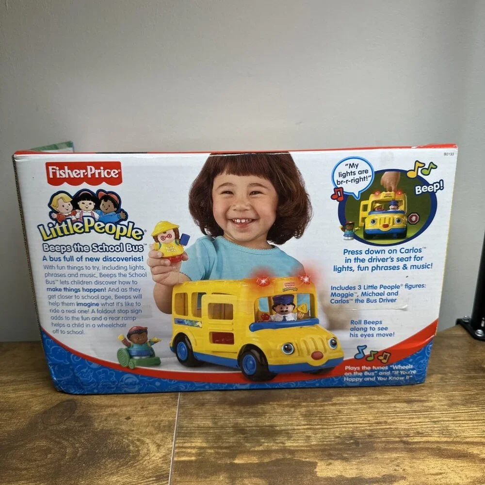 Fisher Price Little People Beeps The School Yellow Bus Eyes Move SEALED‎ 2002